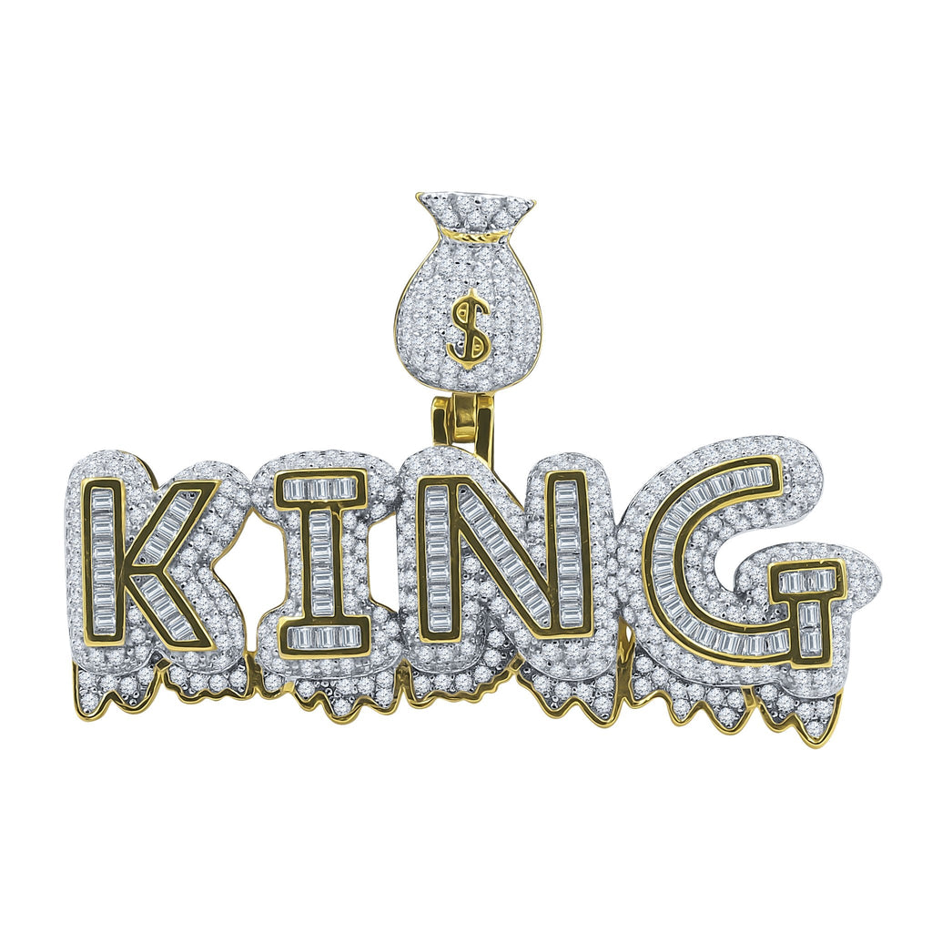 925 Sterling Silver CZ Crown Pendant Iced Statement