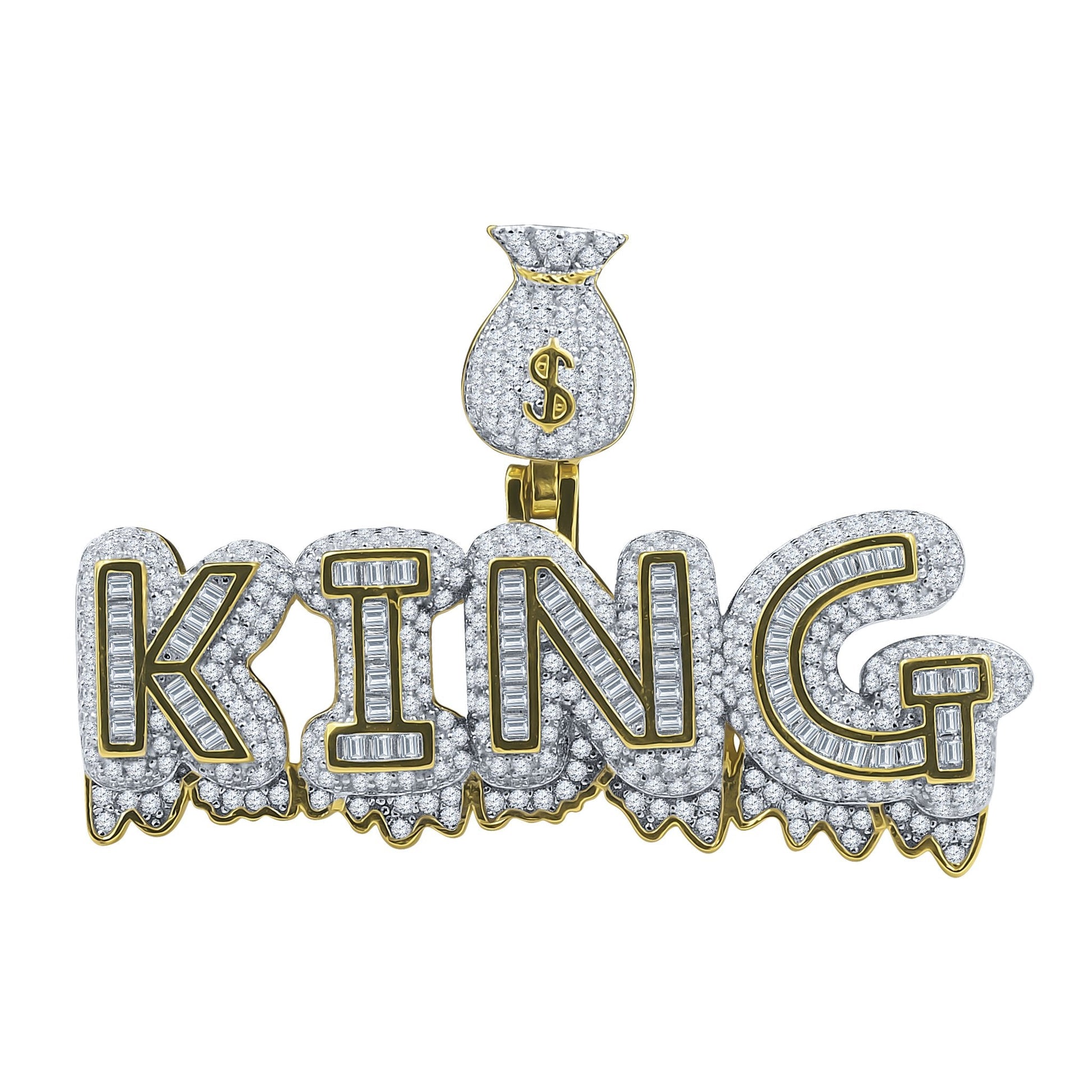 925 Sterling Silver CZ Crown Pendant Iced Statement