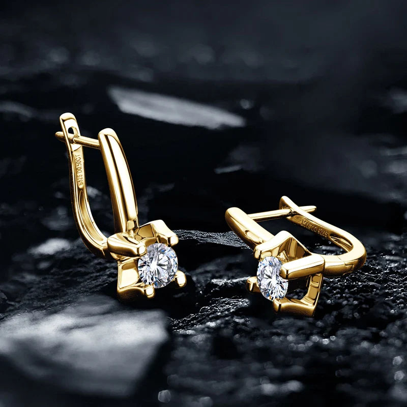 925 Sterling Silver 5mm D-Color Moissanite Huggie Hoop Earrings For Women