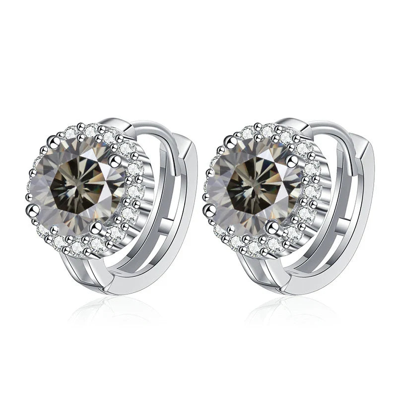 925 Sterling Silver D Color Moissanite Stud Earrings For Women Wedding