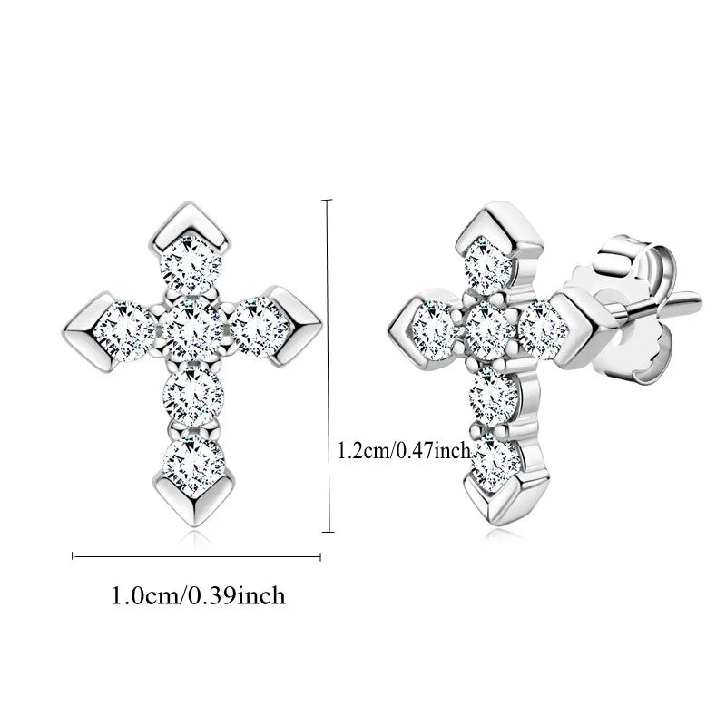 925 Sterling Silver Moissanite Arrow Cross Stud Earrings For Men and Women