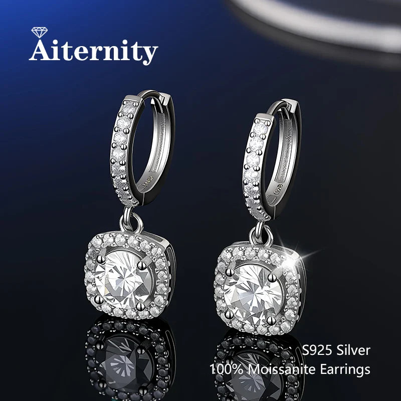 925 Sterling Silver Moissanite Stud Earrings VVS1 Cut GRA Certificate Unisex