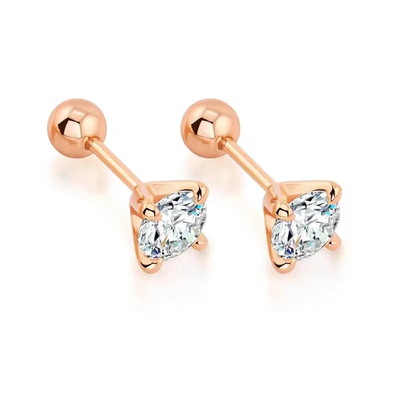 925 Sterling Silver Moissanite Stud Earrings 0.3-1ct Four-Claw Screw Back