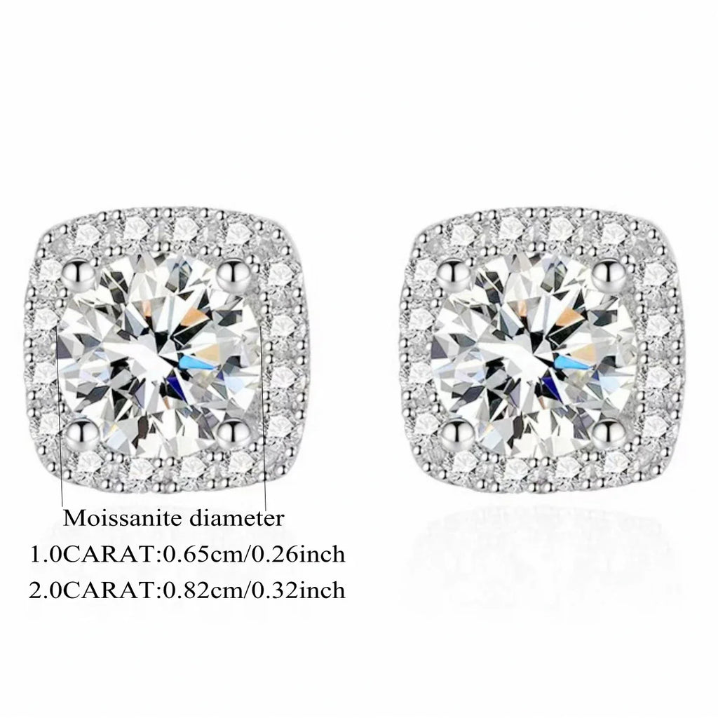 925 Sterling Silver Moissanite Stud Earrings 1-2 Carat Couples Men Women Gift