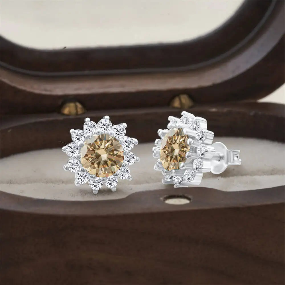 925 Sterling Silver Moissanite Stud Earrings With 1ct Moissanite Pendant