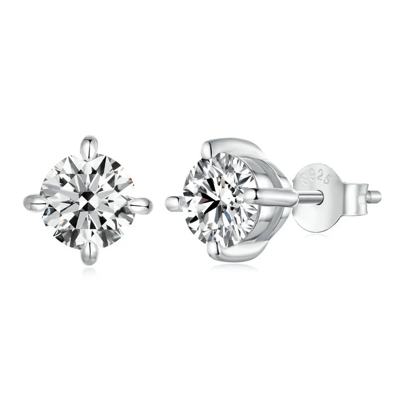 925 Sterling Silver Moissanite Stud Earrings VVS1 Lab Diamond Gift Unisex Party