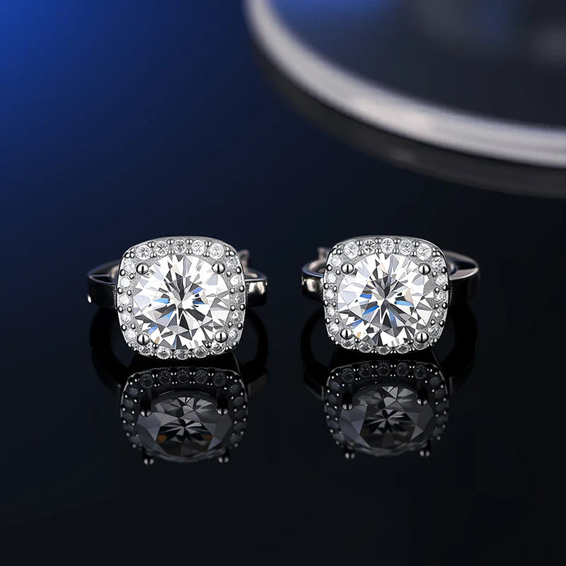 925 Sterling Silver Moissanite Stud Earrings VVS1 Cut GRA Certificate Unisex