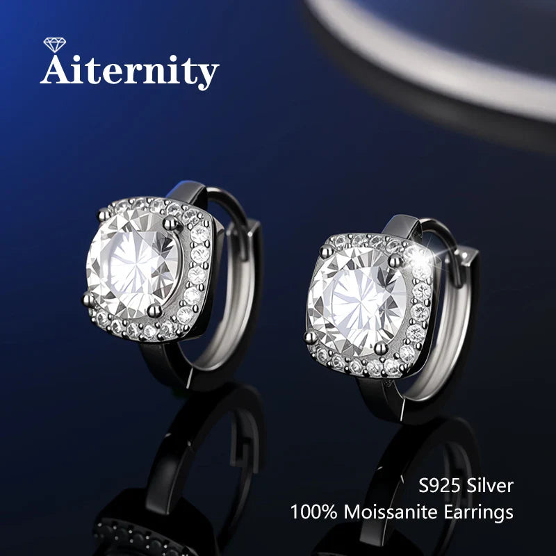 925 Sterling Silver Moissanite Stud Earrings VVS1 Cut GRA Certificate Unisex