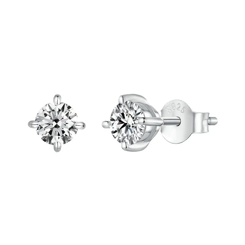 925 Sterling Silver Moissanite Stud Earrings VVS1 Lab Diamond Gift Unisex Party