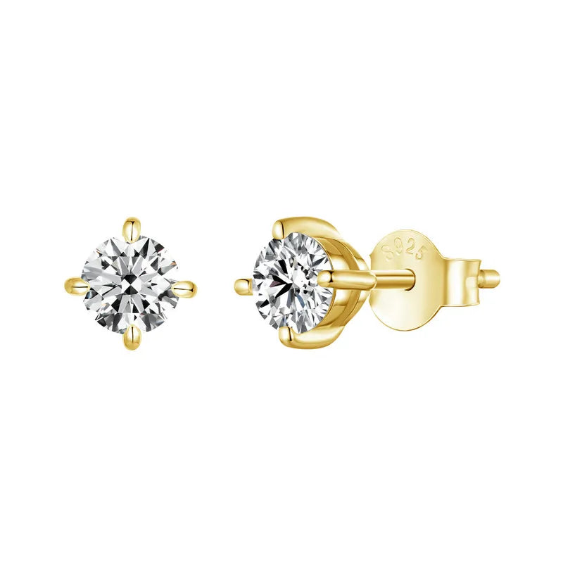 925 Sterling Silver Moissanite Stud Earrings VVS1 Lab Diamond Gift Unisex Party