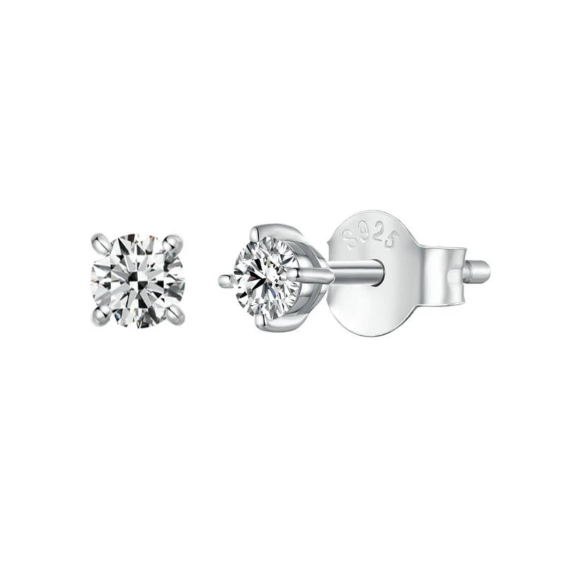 925 Sterling Silver Moissanite Stud Earrings VVS1 Lab Diamond Gift Unisex Party