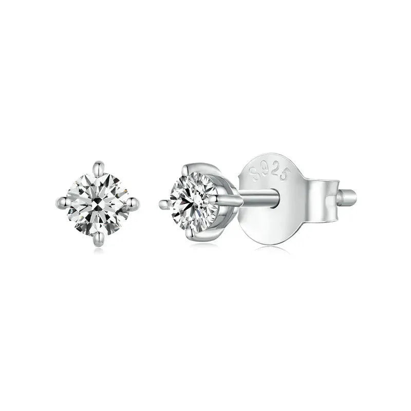925 Sterling Silver Moissanite Stud Earrings VVS1 Lab Diamond Gift Unisex Party