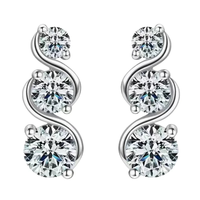 925 Sterling Silver Moissanite Twisted Stud Earrings Couples Personalized