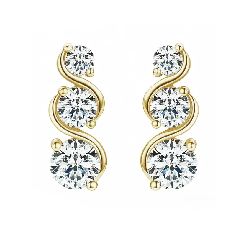 925 Sterling Silver Moissanite Twisted Stud Earrings Couples Personalized