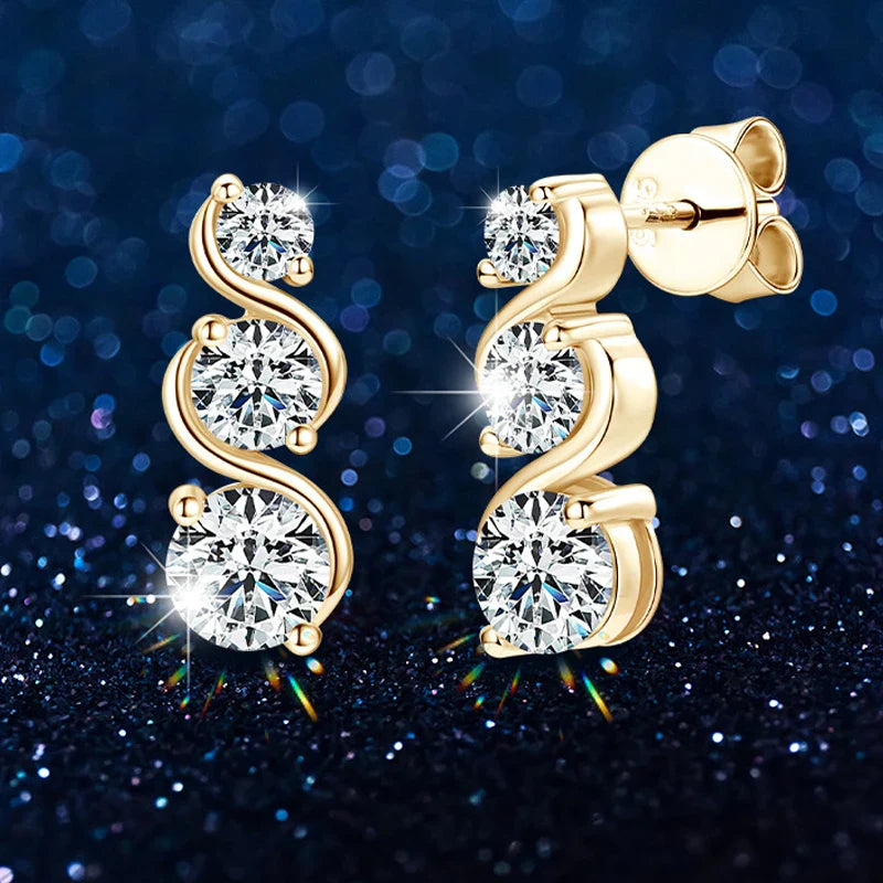 925 Sterling Silver Moissanite Twisted Stud Earrings Couples Personalized