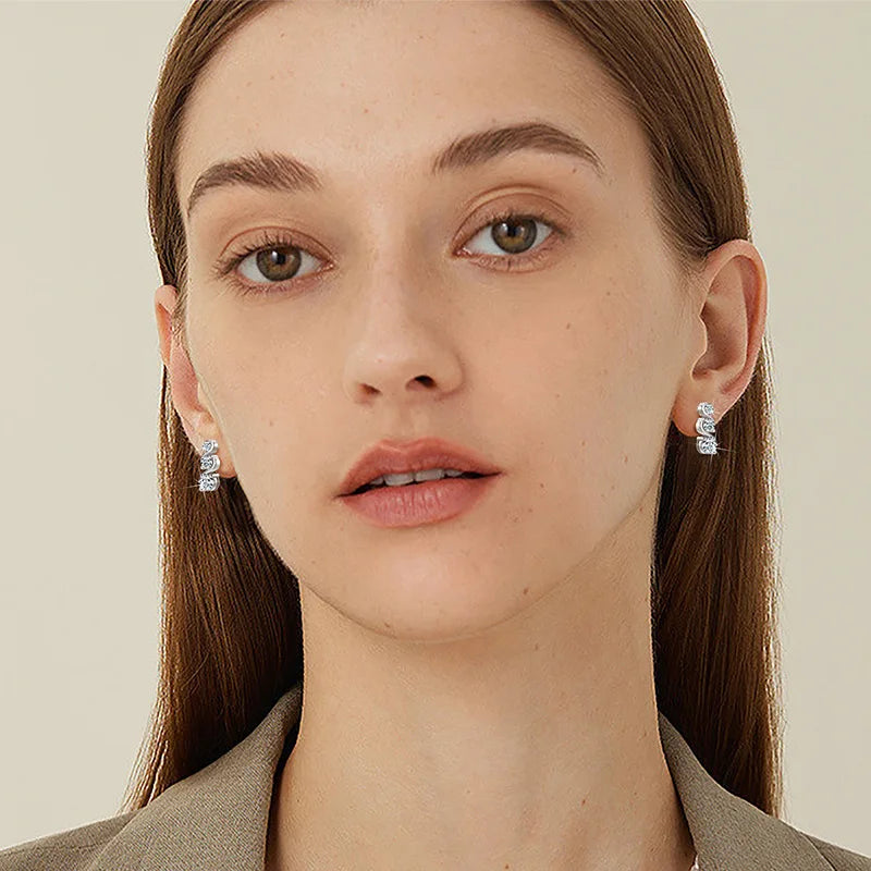 925 Sterling Silver Moissanite Twisted Stud Earrings Couples Personalized