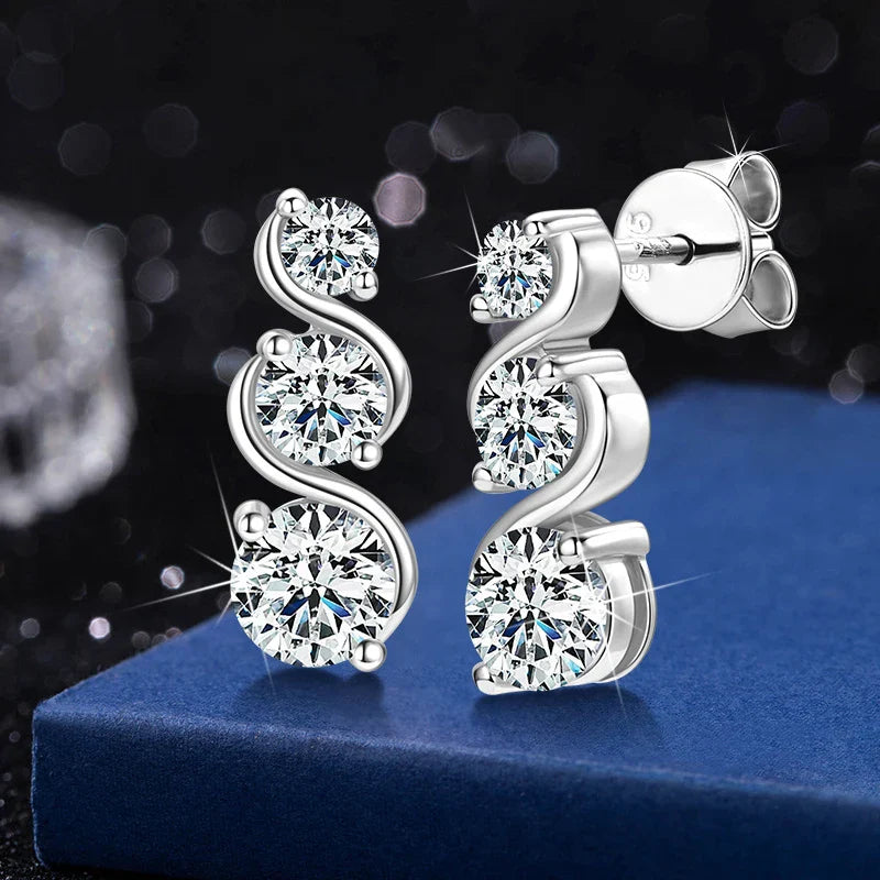 925 Sterling Silver Moissanite Twisted Stud Earrings Couples Personalized