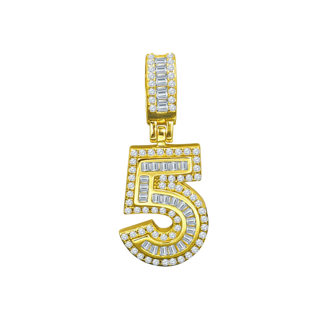 925 Sterling Silver Number Five CZ Pendant Necklace
