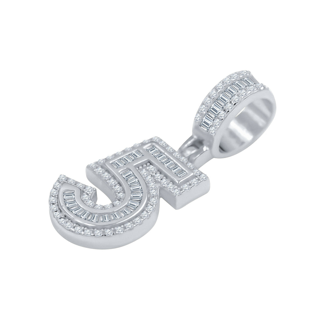925 Sterling Silver Number Five CZ Pendant Necklace