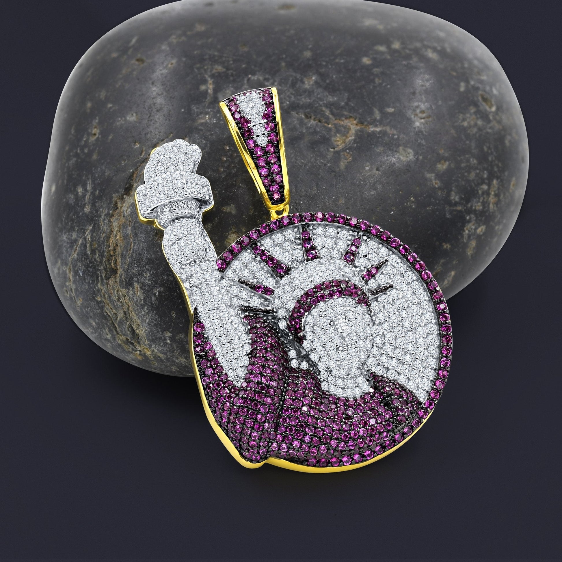 925 Sterling Silver Statue Of Liberty CZ Pave Pendant