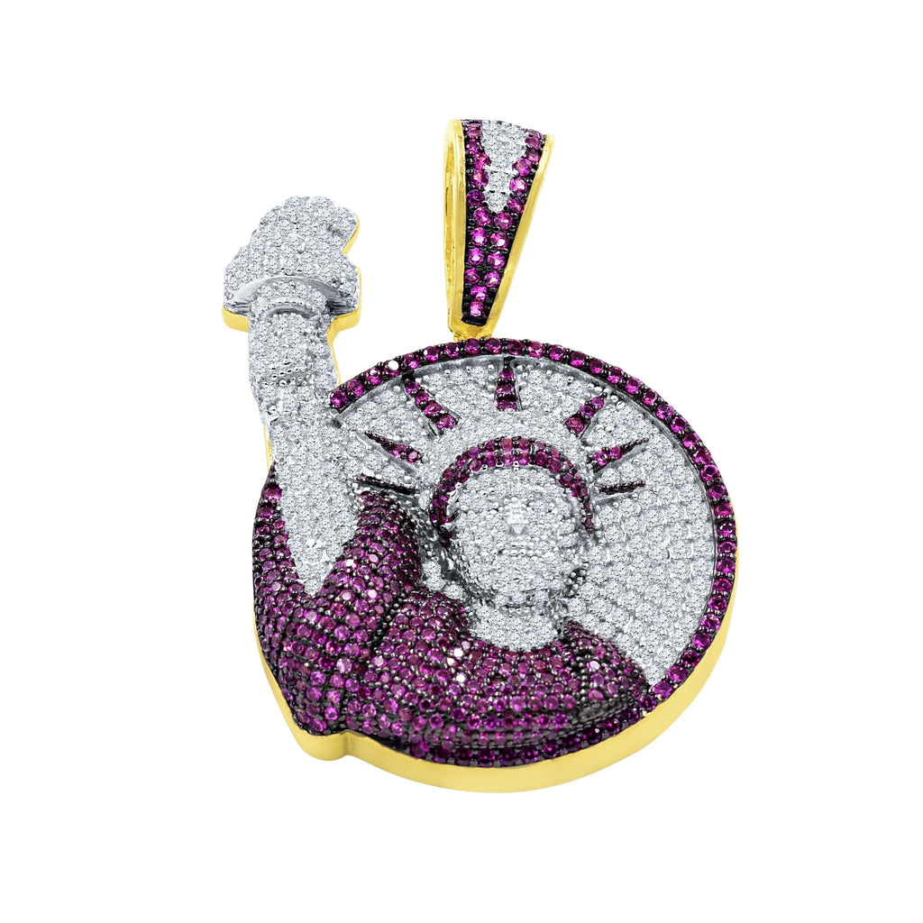 925 Sterling Silver Statue Of Liberty CZ Pave Pendant