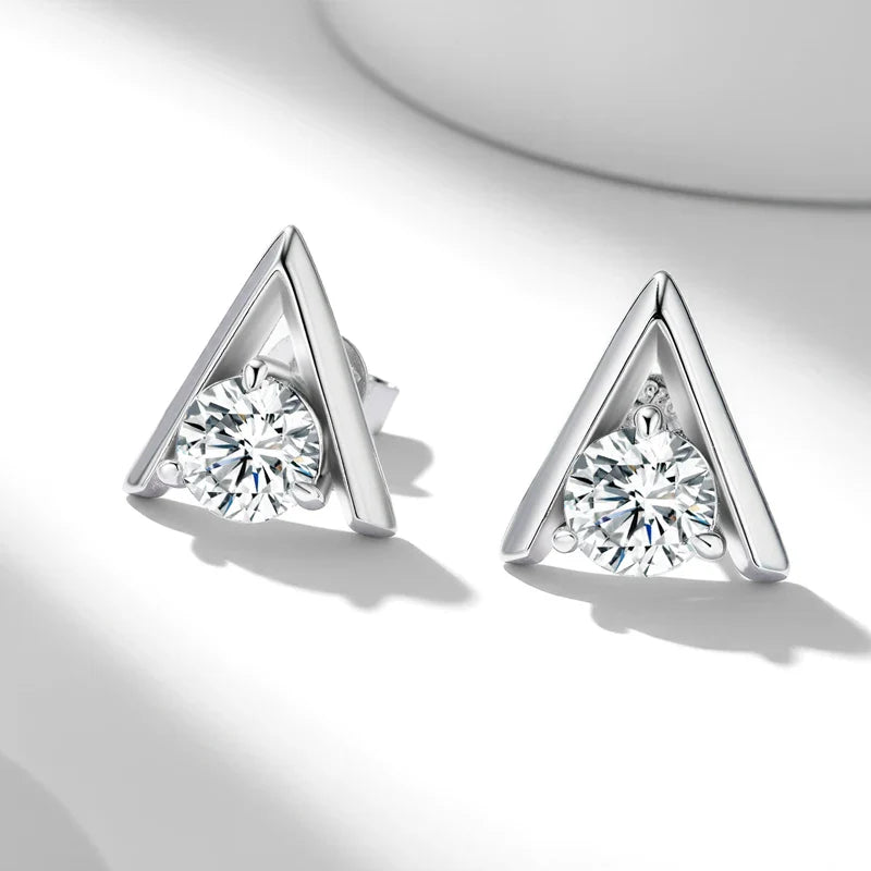 925 Sterling Silver V-Shaped 2-Carat (1ctx2) Moissanite Stud Earrings Unisex
