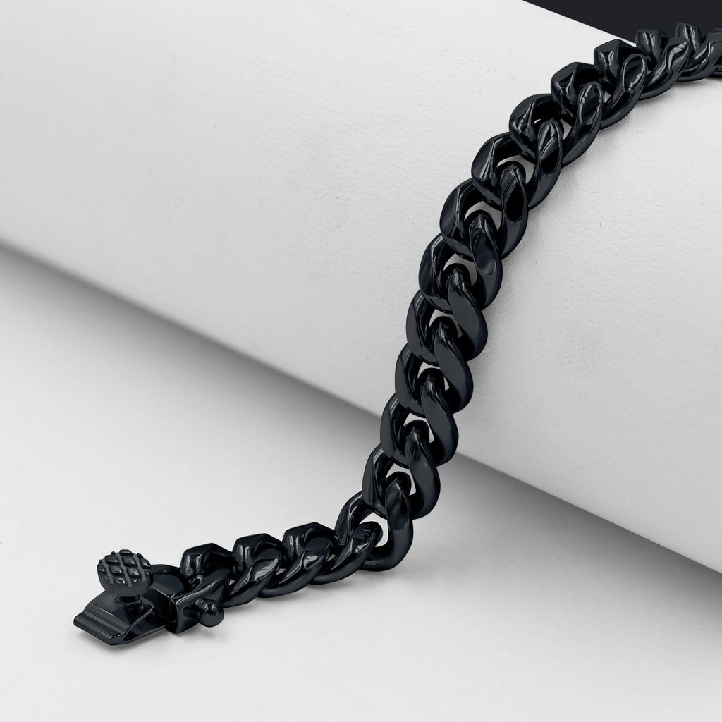 12mm Stainless Steel Curb Chain Bracelet Polished Bold