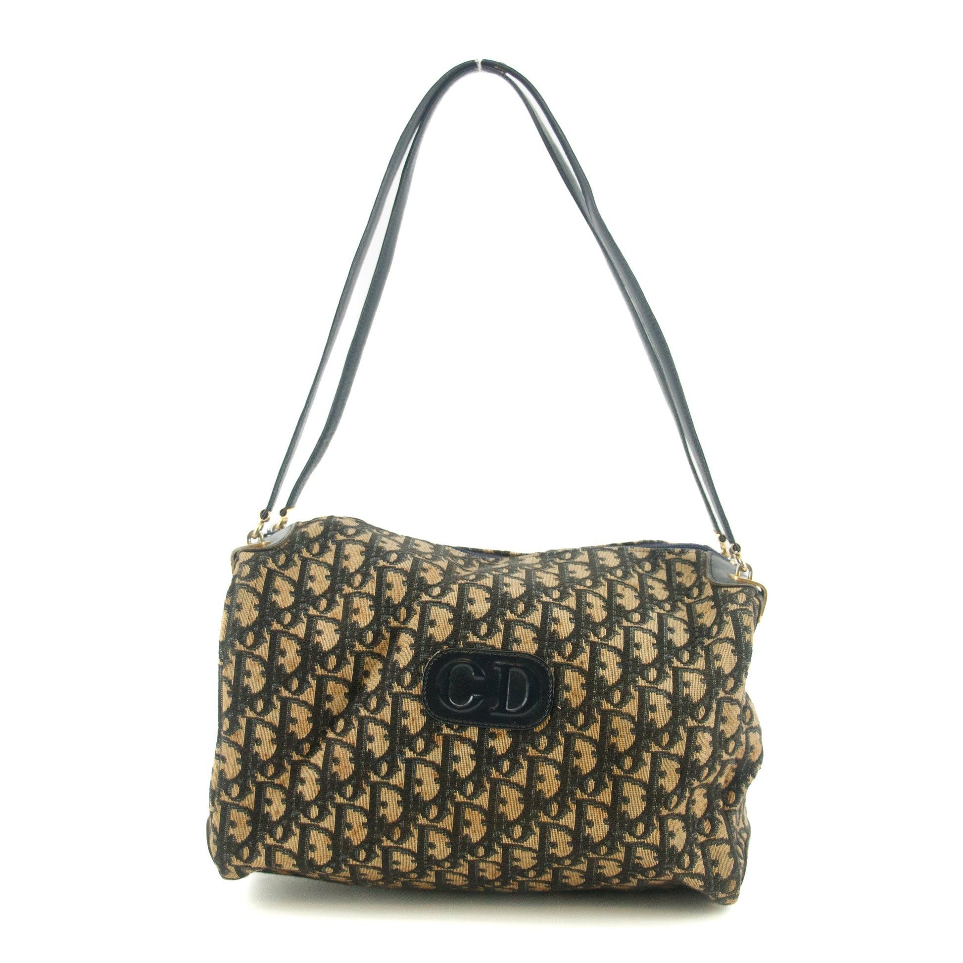 Christian Dior Navy Blue Trotter Canvas Mini Boston Bag #9337