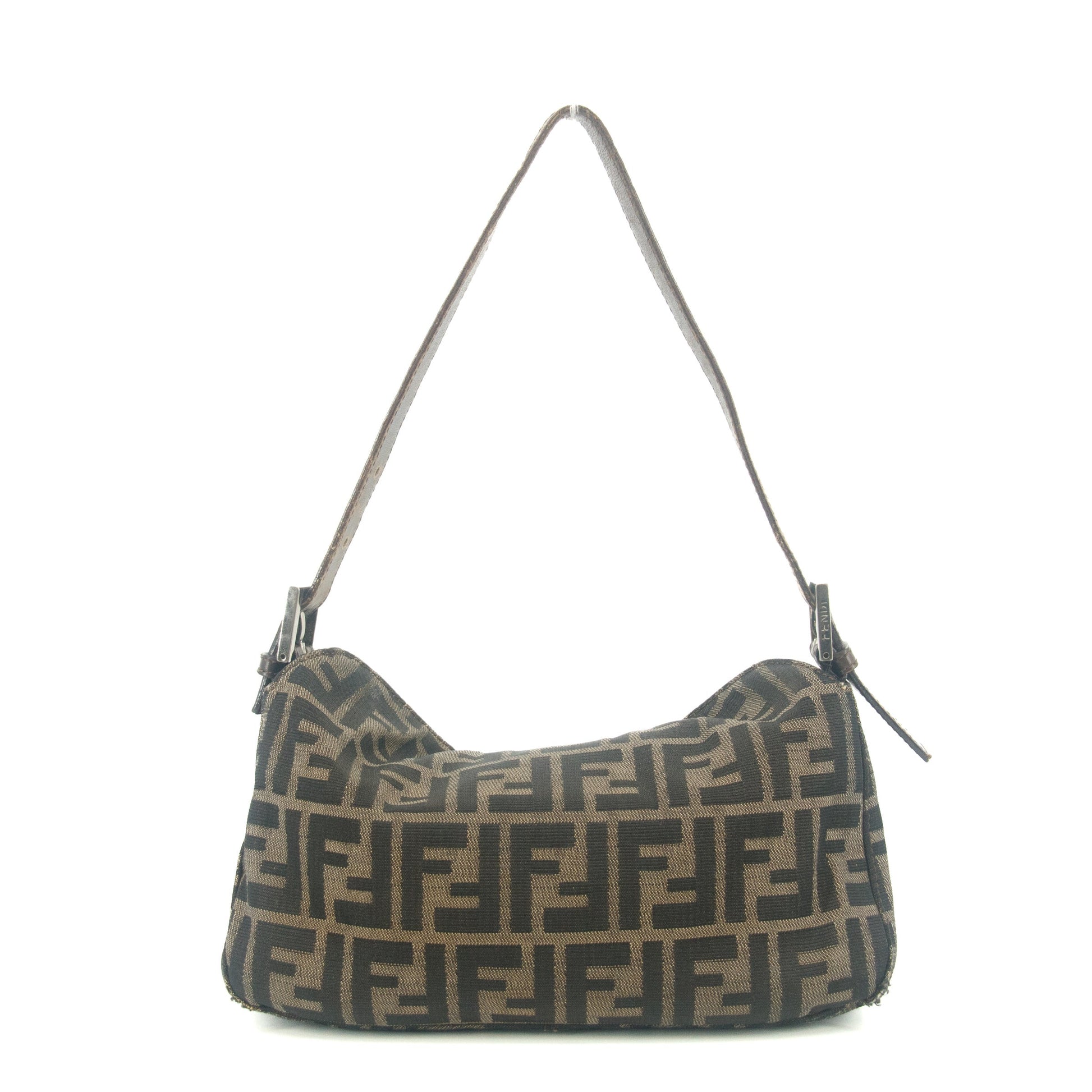 Fendi Zucca Mamma Bucket Baguette Leather Handbag Tote #9419