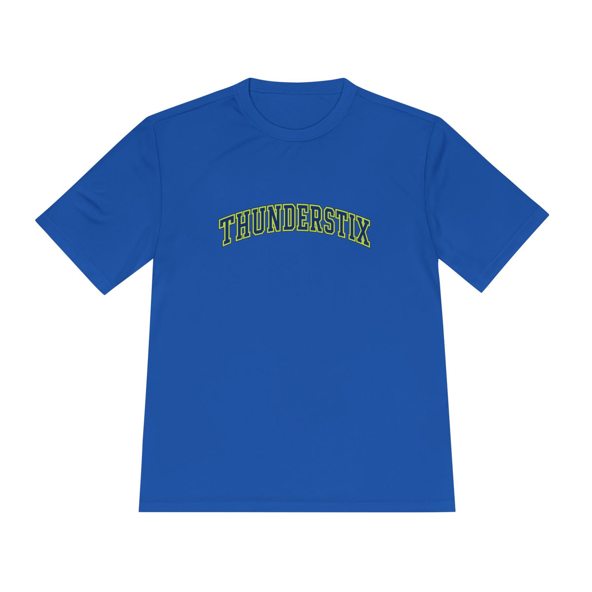 Thunderstix Athletic Tee — Yellow-Green Logo Moisture-Wicking Shirt