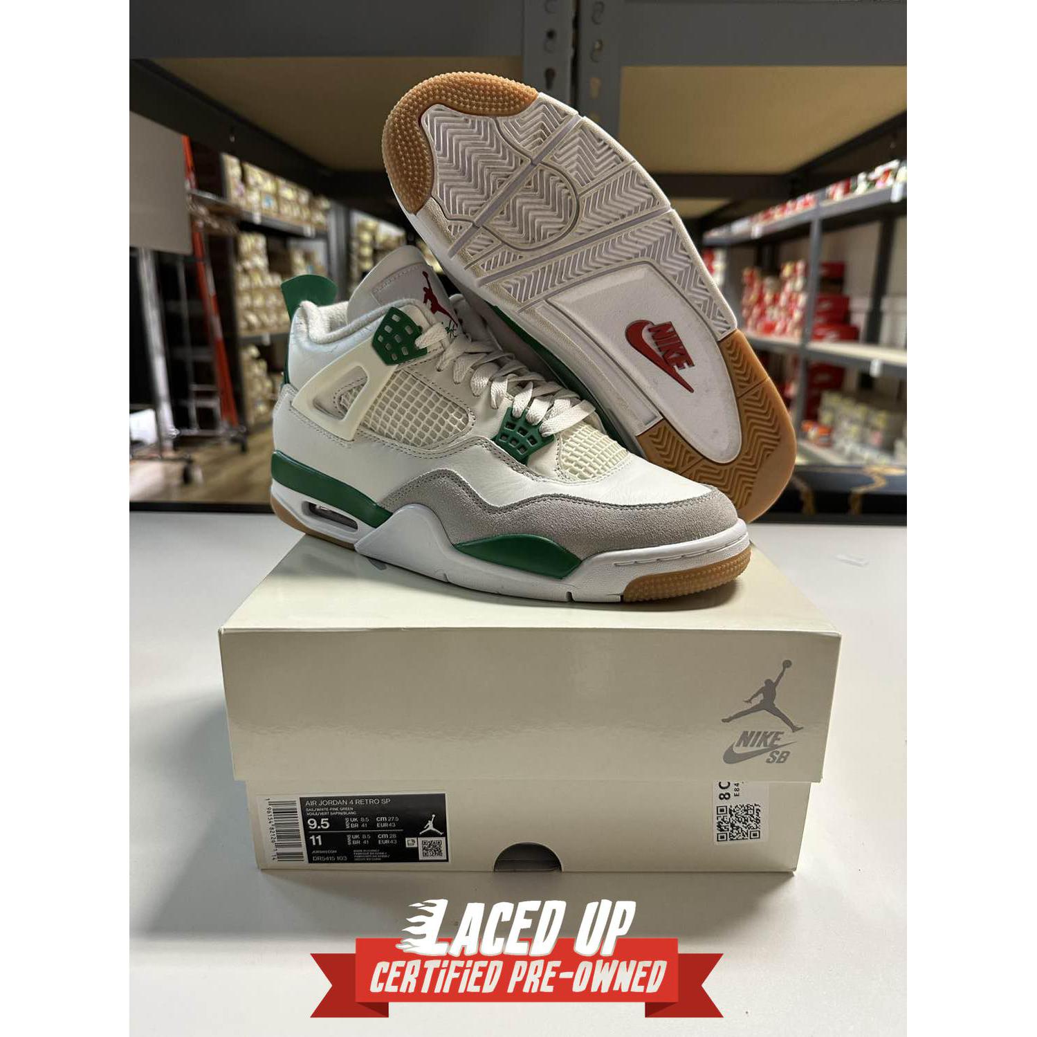 Pre Owned Jordan 4 Retro SB Pine Green "9.5 M"