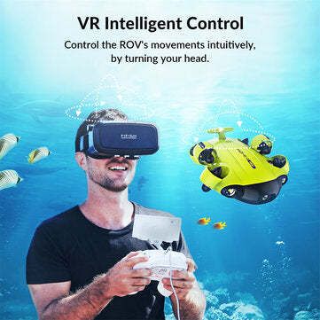 FIFISH V6 Underwater Robot with 4K UHD Camera AR VISION LOCK 4 Hours Working Time Head Tracking Immersive VR Control Underwater Drone