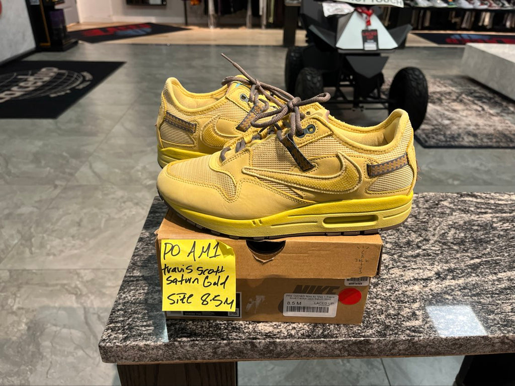 PRE OWNED Nike Air Max 1 Travis Scott Cactus Jack Saturn Gold