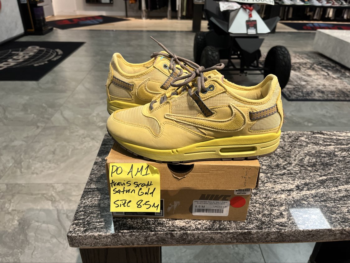 PRE OWNED Nike Air Max 1 Travis Scott Cactus Jack Saturn Gold