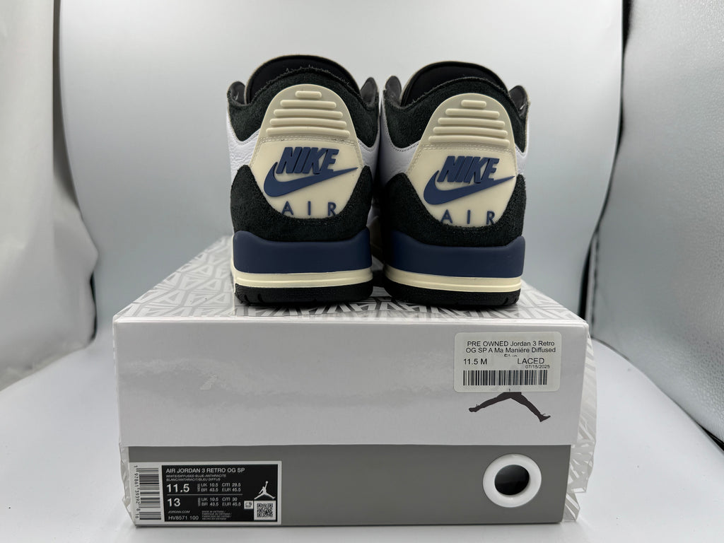 PRE OWNED Jordan 3 Retro OG SP A Ma Maniére Diffused Blue