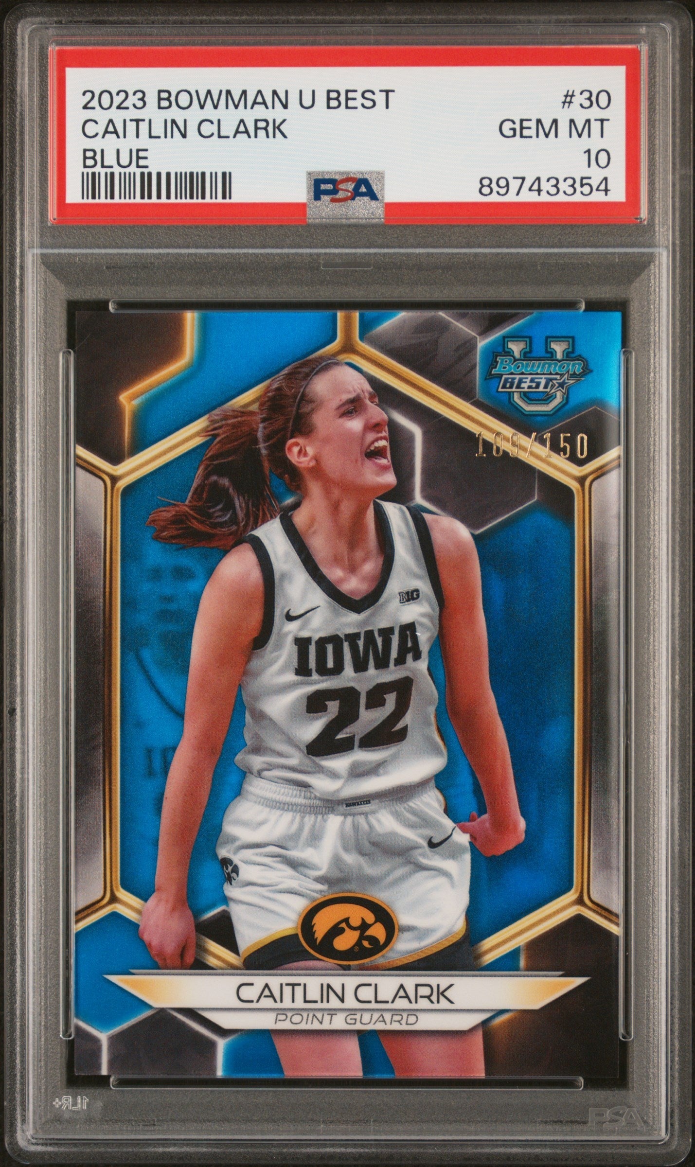 Graded 2023 Topps Bowman U Best Caitlin Clark #30 Blue #/150 Rookie RC Basketball Card PSA 10 Gem Mint