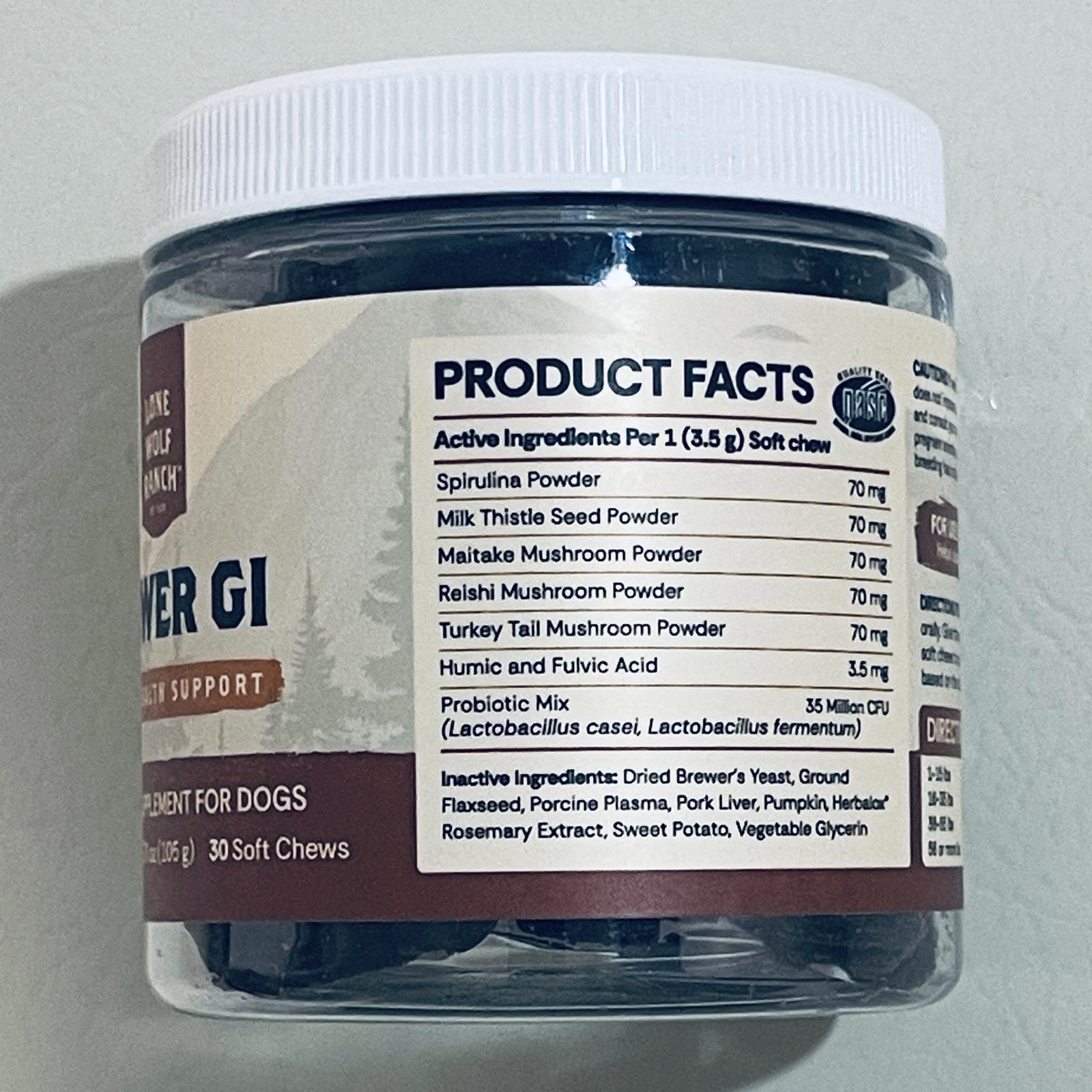 Lone Wolf Ranch Power GI Gut Health Support Supplement for Dogs