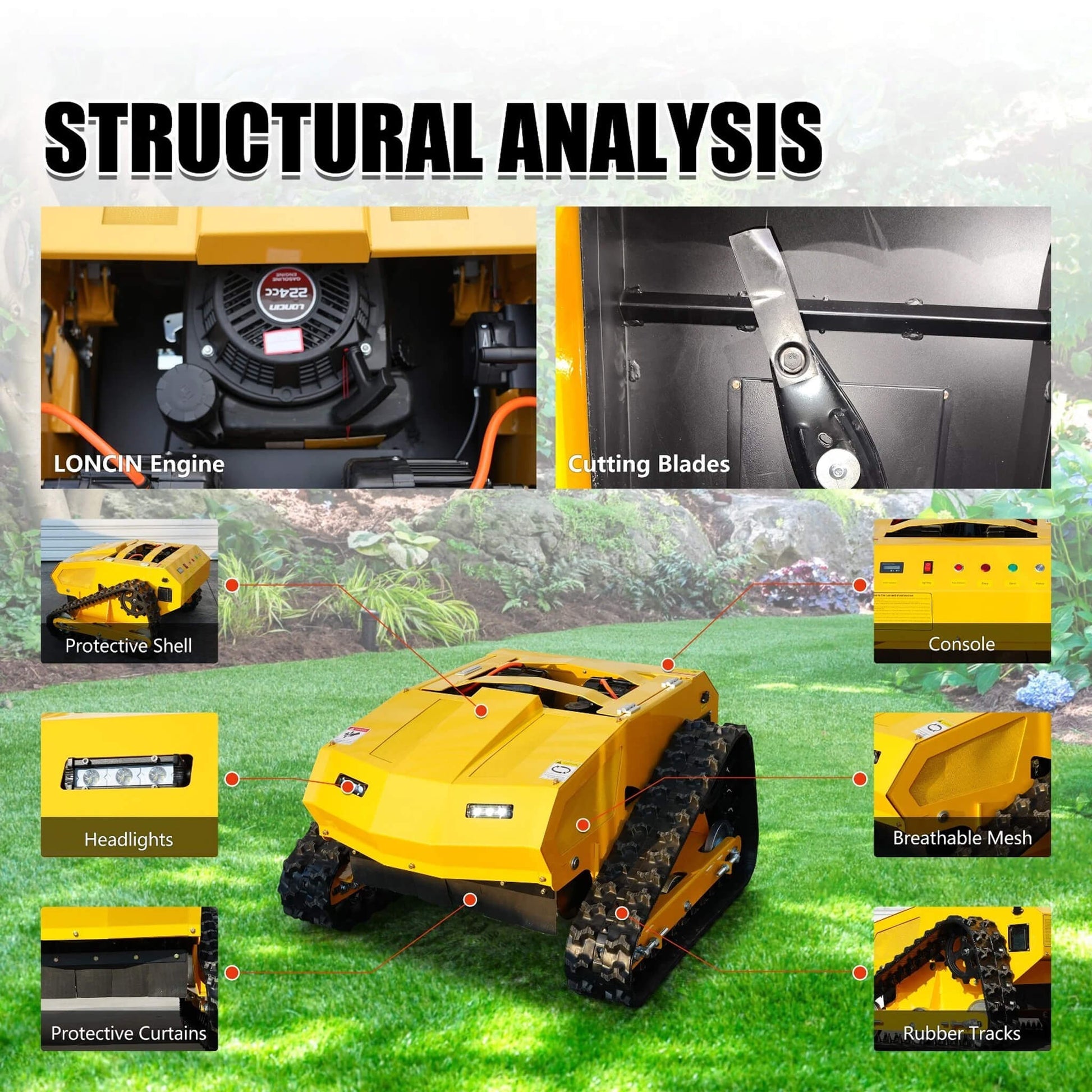 OVK 9HP 21-Inch Industrial Remote-Controlled Lawn Mower (SAK71845)