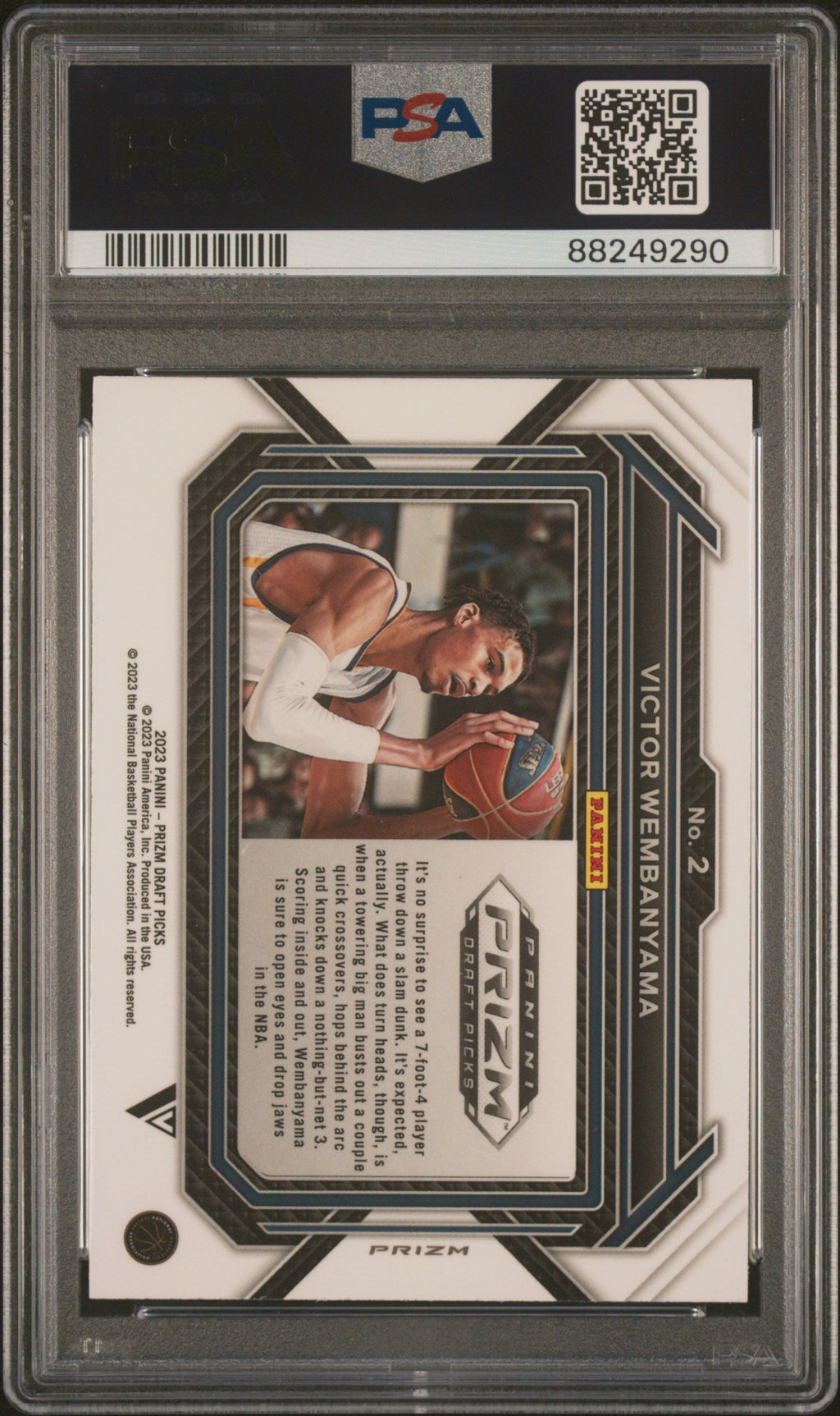 Graded 2023 Panini Prizm Draft Picks Victor Wembanyama #2 Variation Purple Wave Rookie RC Basketball Card PSA 10 Gem Mint