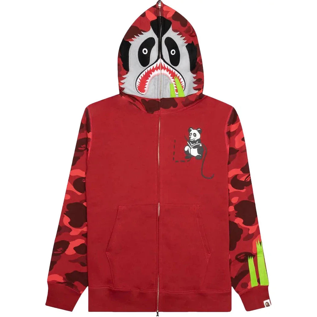 BAPE Color Camo Panda Full Zip Hoodie Red