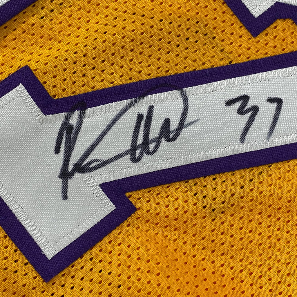 Framed Autographed/Signed Ron Artest 35x39 Los Angeles LA Yellow Basketball Jersey PSA/DNA COA