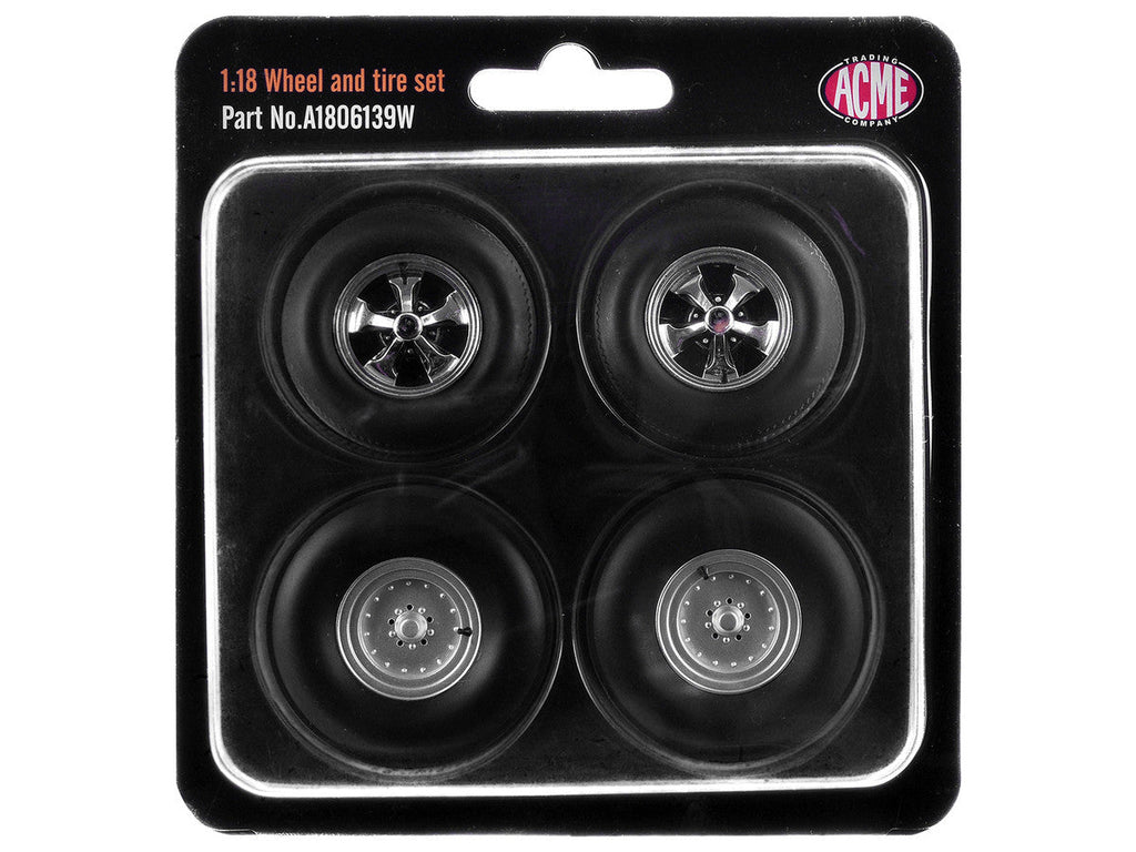"Centerline/Keystone" Wheel and Tire Set of 4 pieces from 1970 Plymouth HEMI Cuda for 1/18 Scale Models by ACME