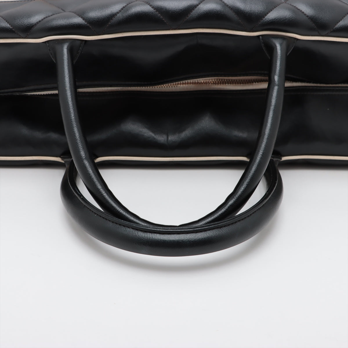 Chanel Logo Matelasse Black Quilted Calfskin Bowler Boston Bag #2504