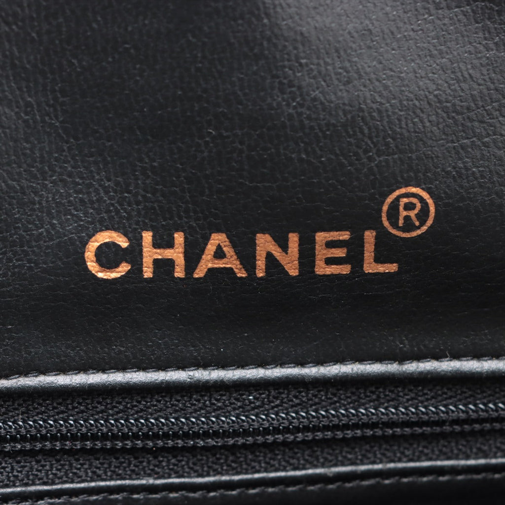 Chanel Logo Matelasse Black Quilted Calfskin Bowler Boston Bag #2504