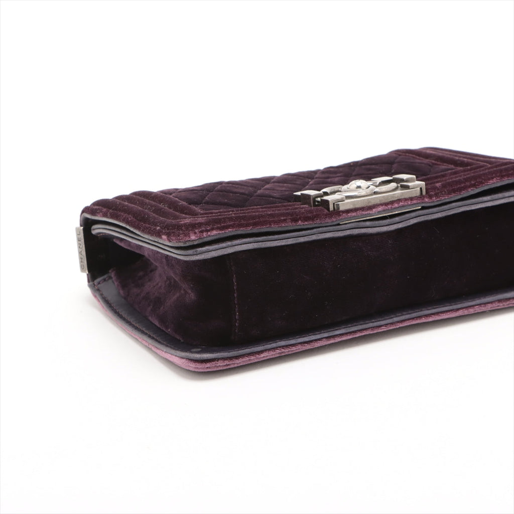 Chanel Boy 20 Small Purple Velvet Chain Shoulder Bag Purple Gunmetal Fittings 17 Series #3748