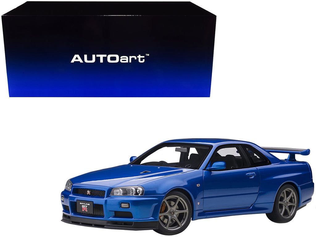 Nissan Skyline GT-R (R34) V-Spec II RHD (Right Hand Drive) Bayside Blue Metallic 1/18 Model Car by Autoart