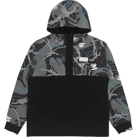 AAPE by *A Bathing Ape abstract-print panelled Hoodie - Black