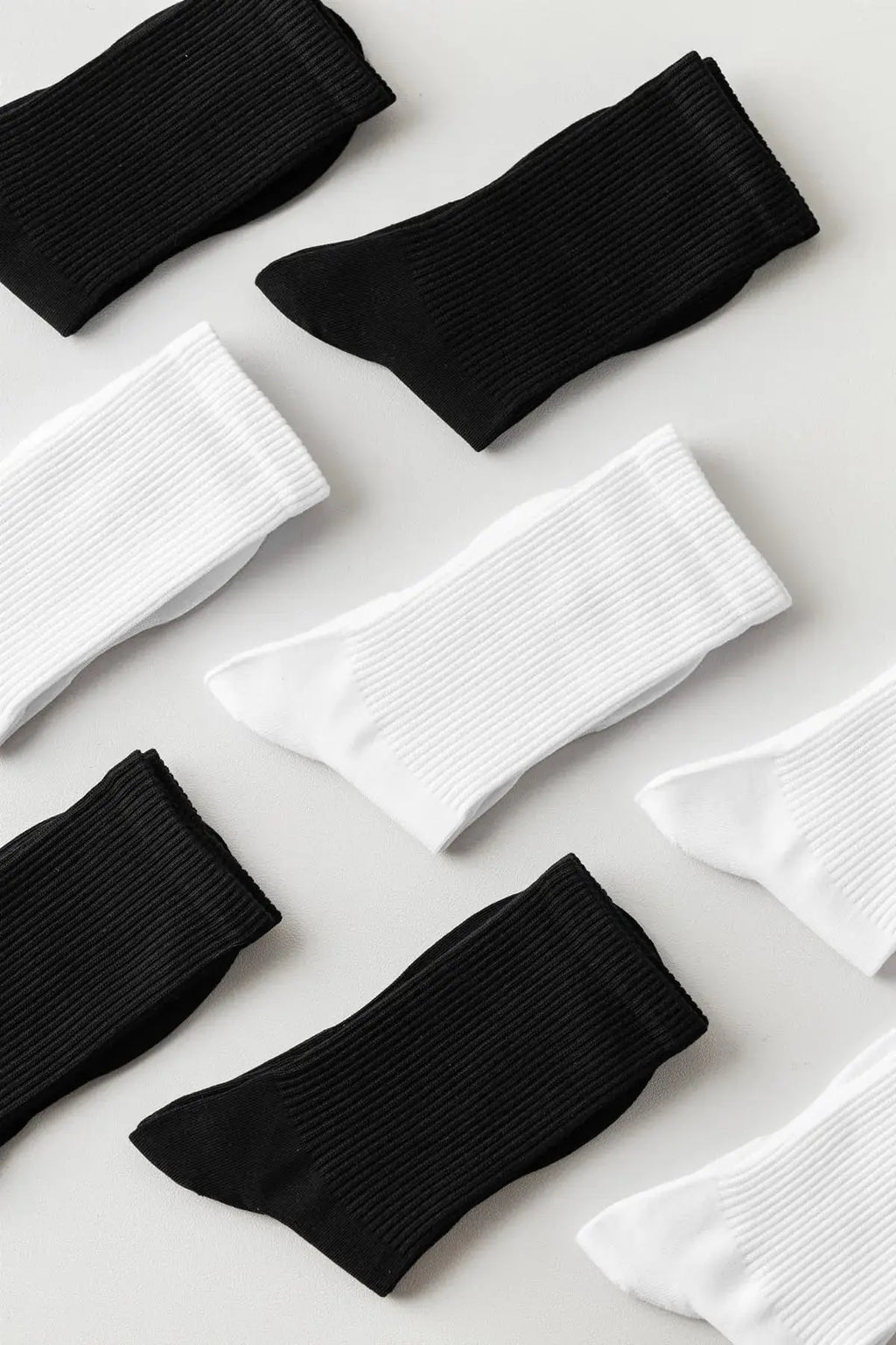 ACCFOD Womens Crew Socks Thin Cotton Long Socks Arch Support Casual Workout High Socks 5 Pairs 9-11 White/ Black