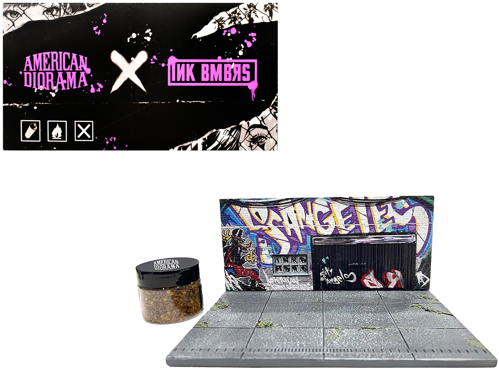 "American Diorama X INK BMBRS - LA Graffiti" Street Art Diorama for 1/64 Scale Models by American Diorama