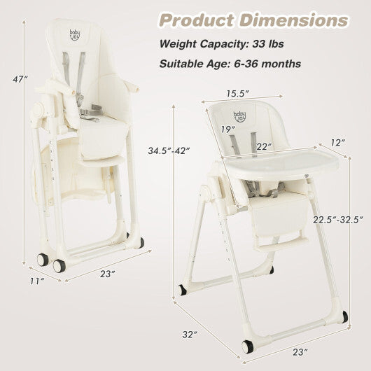 4-in-1 Baby High Chair with 6 Adjustable Heights-Gray